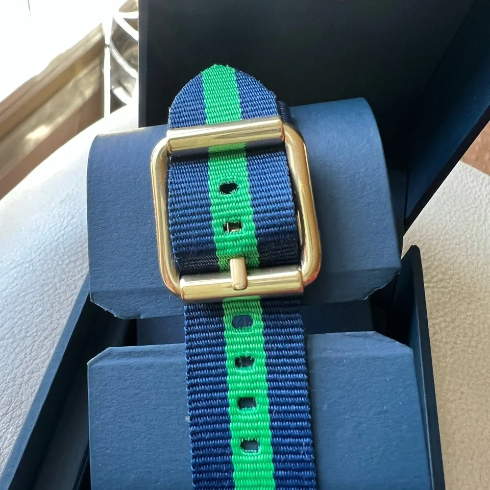 Chaps ladies preppy blue/green bling out gold hardware watch - Picture 10 of 11
